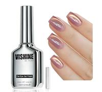 Vishine Ice Glass Smalto Gel Magnetico Occhio di Gatto, 16 ml Cat Eye Gel Polish Holraphic Glitter Shimmer Translucent Sheer Color Magnet Salon Nail Art (Rose Gold Shimmer #406)