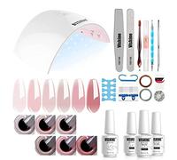 Vishine - Kit completo per smalto semipermanente, lampada LED 36W, 6 flaconi di smalto gel, top base, completo per manicure, accessori per nail art