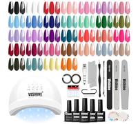 Vishine Lampada UV LED per Unghie Set Smalti Gel con 32 Colori e 4 Flaconi di Base Coat e Top Coat Lucido/Opaco - Set Gel Soak Off per Unghie Adatto a Tutte le Stagioni, Idea Regalo