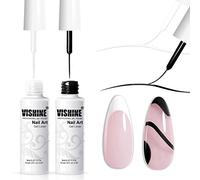 Vishine Set di 2 classici colori bianchi e neri, in gel per unghie, euforia, pennello sottile per nail art in gel, set per nail art soak-off