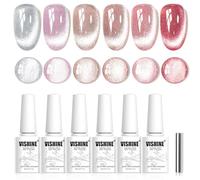 Vishine - Set di 6 smalti semi-permanenti Cat Eye con glitter Sparkle & Diamond, colori: Pink Silver, Velvet Ice Jelly, smalto per unghie in gel magnetico con magnete, Soak Off UV/LED