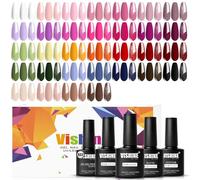 Vishine Set di Smalti Gel 36 Pezzi - Kit Smalti Gel 32 Colori con Base Coat, Top Coat Lucido, Opaco e Glitter, Collezione Verde Blu Rosso Rosa per Salone e Manicure DIY