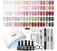 Vishine Set di smalto per unghie UV LED con 32 colori e 4 flaconi di Base Coat e Top Coat Lucido/Opaco - Set di smalto gel per unghie Soak Off per tutte le stagioni, ideale come regalo