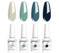 Vishine Smalto gel semi-permanente, set di 4 colori blu navy verde chiaro collezione Nail Art smalto UV LED Gel Polish Varnish Manicure 8ml C016