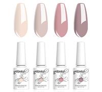 Vishine smalto gel semipermanente, set di 4 colori beige nudo pelle, collezione nail art, smalto UV LED per manicure, 8 ml, C015
