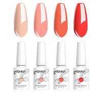 Vishine - Smalto gel semipermanente, set di 4 colori pesca, arancione, albicocca, collezione per nail art, smalto gel UV/LED, manicure, 8 ml, C013