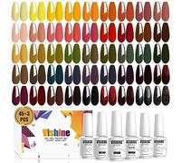Vishine Smalto Semipermanente Unghie, 48 pcs Smalti Semipermanenti per Unghie con Base e Top Coat, Matt Coat, Smalto per Unghie in gel UV LED Nudo Rosso Semipermanente Unghie, 8ml