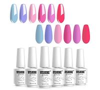 Vishine Vernis Semi Permanente - Novità Smalto per Unghie in Gel Colore Rosa Blu per Gel Unghie Estivo UV LED Soak Off Manicure Set da 6 Pezzi