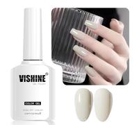 Vishine White Cream Smalto Gel Semi-Permanente, 1 pz 16 ml Soak-Off UV LED Smalto Gel per Nail Art & Home Manicure, Colore L356 Grigio Bianco Crema