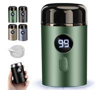 Vishopee Shaver, Vishopee Mini Portable Electric Shaver, USB Rechargeable, IPX-7 Waterproof Razor for Men, Pocket Size Washable Electric Razor with 3D Rotary Head, LED Display (Green)