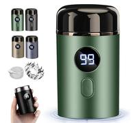 Vishopee Shaver, Vishopee Mini Portable Electric Shaver, USB Rechargeable, IPX-7 Waterproof Razor for Men, Pocket Size Washable Electric Razor with 3D Rotary Head, LED Display (Green A)