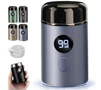 Vishopee Shaver, Vishopee Mini Portable Electric Shaver, USB Rechargeable, IPX-7 Waterproof Razor for Men, Pocket Size Washable Electric Razor with 3D Rotary Head, LED Display (Blue)