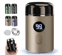 Vishopee Shaver, Vishopee Mini Portable Electric Shaver, USB Rechargeable, IPX-7 Waterproof Razor for Men, Pocket Size Washable Electric Razor with 3D Rotary Head, LED Display (Gold A)