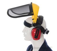 Visiera con cuffie Regolabile Maschera Protettiva Per Decespugliatore Tagliaerba