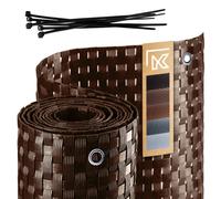 KADAX Schermo di Privacy Balcone, terrazza, Recinzione, Tappetino per la Privacy a Prova di Tempo Realizzato in PE-Rattan, Copertura Balcone con Cavi -Marrone Chiaro (0,9 m x 7 m)