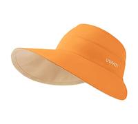 Visiera Parasole da Donna Tesa Larga Vuoto Top Protezione UV Cappello da Spiaggia Cappello da Sole Pieghevole Coda di Cavallo per L'Estate Beach Tennis All'aperto (Beige + Arancione)