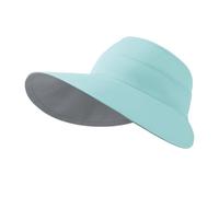 Visiera Parasole da Donna Tesa Larga Vuoto Top Protezione UV Cappello da Spiaggia Cappello da Sole Pieghevole Coda di Cavallo per L'Estate Beach Tennis All'aperto (Grigio Intenso + Blu)