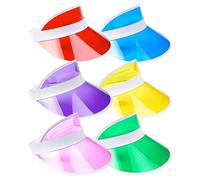 Visiera Parasole in Plastica Set da 6 Accessori Golf Colori Assortiti Rosa Giallo Blu Verde Arancione Rosso Visiera Poker Accessori Addio al Nubilato o al Celibato Costumi Feste Anni 80
