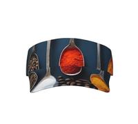 Visiera Parasole Various Herbs And Spices in Spoons Black Cappello da Sole Donna Uomini Cappello da Baseball Protezione UV Cappellino Visiera per Esterna Estivo Ciclismo