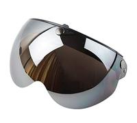 Visiera per Casco a Bolle per Caschi Aperti e Mezzi Caschi Aperti per Scooter Vintage retrò a 3 Scatti Universali Antigraffio Casco Aperto Universale per Moto (argento)
