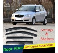 Visiera Per Finestra Auto Per Skoda Per Fabia Plastica 2009 2010 2011 2012 2013 14 Vent Shades Sun Rain Deflector Guard Tendalino Shelter 4PCS / SET Deflettori D'aria Antiturbo Auto
