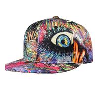 Visiera piatta regolabile, cappello classico snapback per uomo e donna, cappello da baseball hip hop unisex cappello da baseball con visiera piatta, Graffiti Rosso, S-3XL