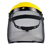 Visiera protettiva in policarbonato Schermo facciale in rete montato sulla testa Schermo di sicurezza per decespugliatore a catena Schermo facciale in policarbonato giallo Visiera in rete Schermo di s