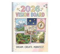 Vision Board Libro 2026 da uomo, 12 , libro con clip, per studenti, insegnanti, leader di , Capodanno, officina, ufficio, casa, aula, feste a tema