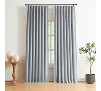 Vision Home Set di 2 tende con pieghe pizzicate completamente oscuranti, in misto lino, con ganci e linguetta posteriore, per camera da letto e soggiorno, 101,6 x 274,3 cm (larghezza x lunghezza), blu