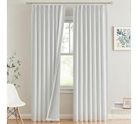 Vision Home Tende oscuranti plissettate bianche termiche per finestre, 259 cm, per soggiorno, camera da letto, camera da letto, oscuramento, tende plissettate con ganci e linguetta posteriore, 2