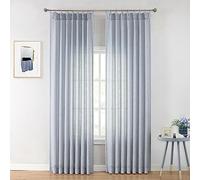 Vision Home, Tende per finestre plissettate semi-velate blu con trama filtrante per la luce, 274,3 cm, per soggiorno, camera da letto, misto rayon, blu chambray, tende plissettate con ganci, 2