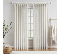 Vision Home Tende plissettate semi-velate naturali in misto lino testurizzato, per filtrare la luce, 213,4 cm, per soggiorno, camera da letto, tende plissettate con ganci, 2 pannelli, 106,7 cm di