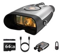 Vision Nocturna Display HD Da 3" Binocolo Visione Notturna 4K Gafas Infrarrojos Visión Nocturna para Caza 8x Zoom Regalos para Hombres Papá Esposo Largo Alcance Binoculares Con Scheda 64GB