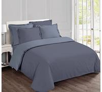 VISION Parure Copripiumino Reversibile 100% Cotone per Letto Matrimoniale maxi - Grigio Grigio Perla | 1 Copripiumino (240×220 cm) + 2 Federe (65×65 cm) | 57 Fili/cm² | Morbido | Oeko-Tex