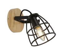 Vision Round Applique - Metallo nero opaco e legno