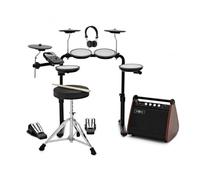 VISIONDRUM Batteria Elettronica con Amplifactore 50W con 7 pad in Mesh - Batteria Adulti e Bambini Compatta a Rete Silenziosi con Sgabello e Cuffie - Nero