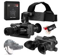 Visione Notturna Binocolo 4K Montaggio Sulla Testa, Zoom Digitale 8X Raggio di Visione di 1968ft Registrazione Video 4K Visore Notturno a Infrarossi per Adulti con Luce Tattica, 64G Scheda(black)