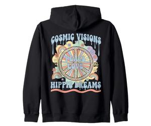Visioni cosmiche Pace Amore Sogni Hippie Felpa con Cappuccio