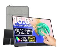 VisionOwl Monitor portatile touchscreen da 15,6 pollici 1080P 89% sRGB 10-Point Touch Screen con vetro temperato USB-C HDMI Monitor da viaggio per laptop MacBook PC PS5, con fori VESA, cavalletto