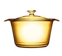VISIONS Pyroceram-Pentola Coperchio in Vetro, Marrone, 3.8L Cookpot