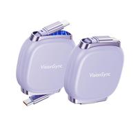 VisionSync 240W Cavo USB C Retrattile(1m,2pezzi),Cavo di Ricarica Rapida PD3.2 USB C a USB C con slot magnetico per Viaggi,5 Lunghezze Preimpostate per iPhone 17/16/15,Galaxy S25/24,Viola