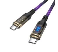 VisionSync Cavo trasparente da USB C a USB C da 240W, compatibile con ricarica rapida da 140W, 100W, per MacBook Pro, lPhone16/15/15Pro/15ProMax, Galaxy S24/S23+/S23Ultra/S22,3m-1pacco, nero