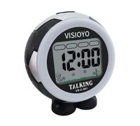 VISIOYO Sveglia Parlante Italiano con Annuncio Automatico - Orologio Digitale da Tavolo a Forma di Pallone per Anziani e Non Vedenti, con Funzione Vocale (Nero)