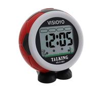 VISIOYO Sveglia Parlante Italiano con Annuncio Automatico - Orologio Digitale da Tavolo a Forma di Pallone per Anziani e Non Vedenti, con Funzione Vocale (Rosso)