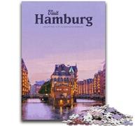 Visita Amburgo Puzzle 1000 pezzi per adulti, regali per ammazzare il tempo durante le vacanze, regali di compleanno, decorazioni murali per 14+ 1000 pezzi (26x38cm)