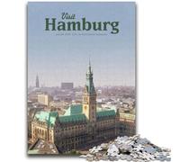 Visita Amburgo, puzzle per adolescenti 1000 pezzi, regalo di compleanno per trascorrere il tempo in casa, regali, decorazioni murali per 14+ anni, 1000 pezzi (26x38cm)