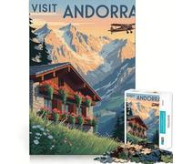Visita Andorra Poster di viaggio Puzzle da 1000 pezzi Gioco di sfida mentale Taglio di precisione Divertente sfida per il tempo di attesa (38x26cm)