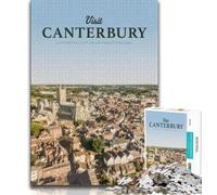 Visita Canterbury Puzzle da 1000 pezzi per adulti, gioco stimolante e per famiglie con pezzi completamente interconnessi di forma casuale 38x26cm