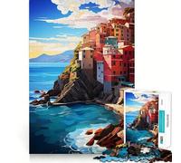 Visita Cinq Terre Puzzle da 1000 pezzi Gioco cognitivo divertente Taglio di precisione alleviare lo stress (38x52cm)