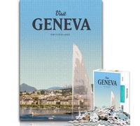 Visita Ginevra Puzzle per adulti 1000 pezzi, giocattoli, giochi educativi antistress adatti per la decorazione della scrivania 38x26cm